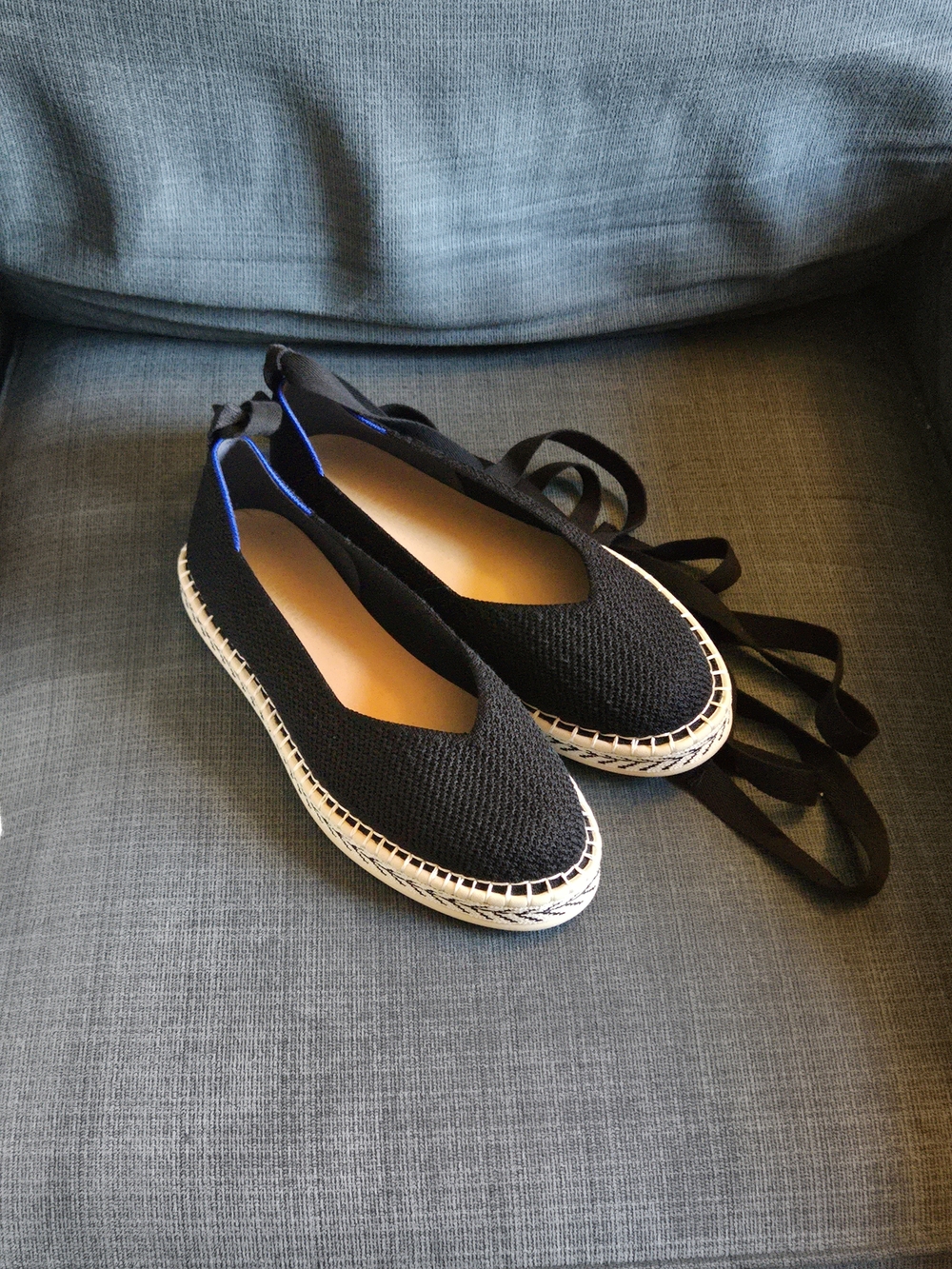 Rothy's Black Lace-Up Espadrille Flats Women 10.5